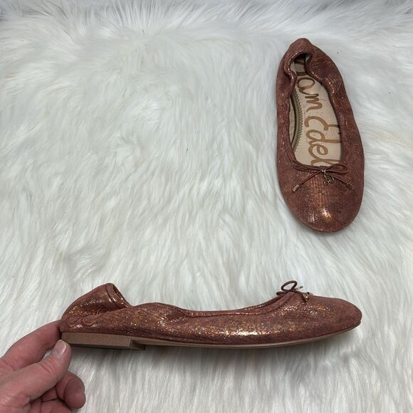 Sam Edelman Felecia Rust Pink Metallic Ballet Flats Sz 7.5 - Picture 1 of 6